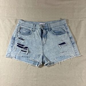 So high rise curvy mom acid wash shorts